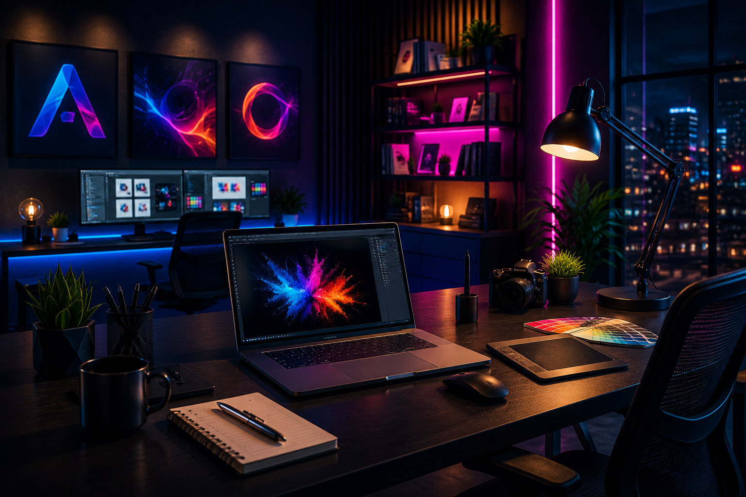 Aqua Creative Studio office workspace for branding and website projects