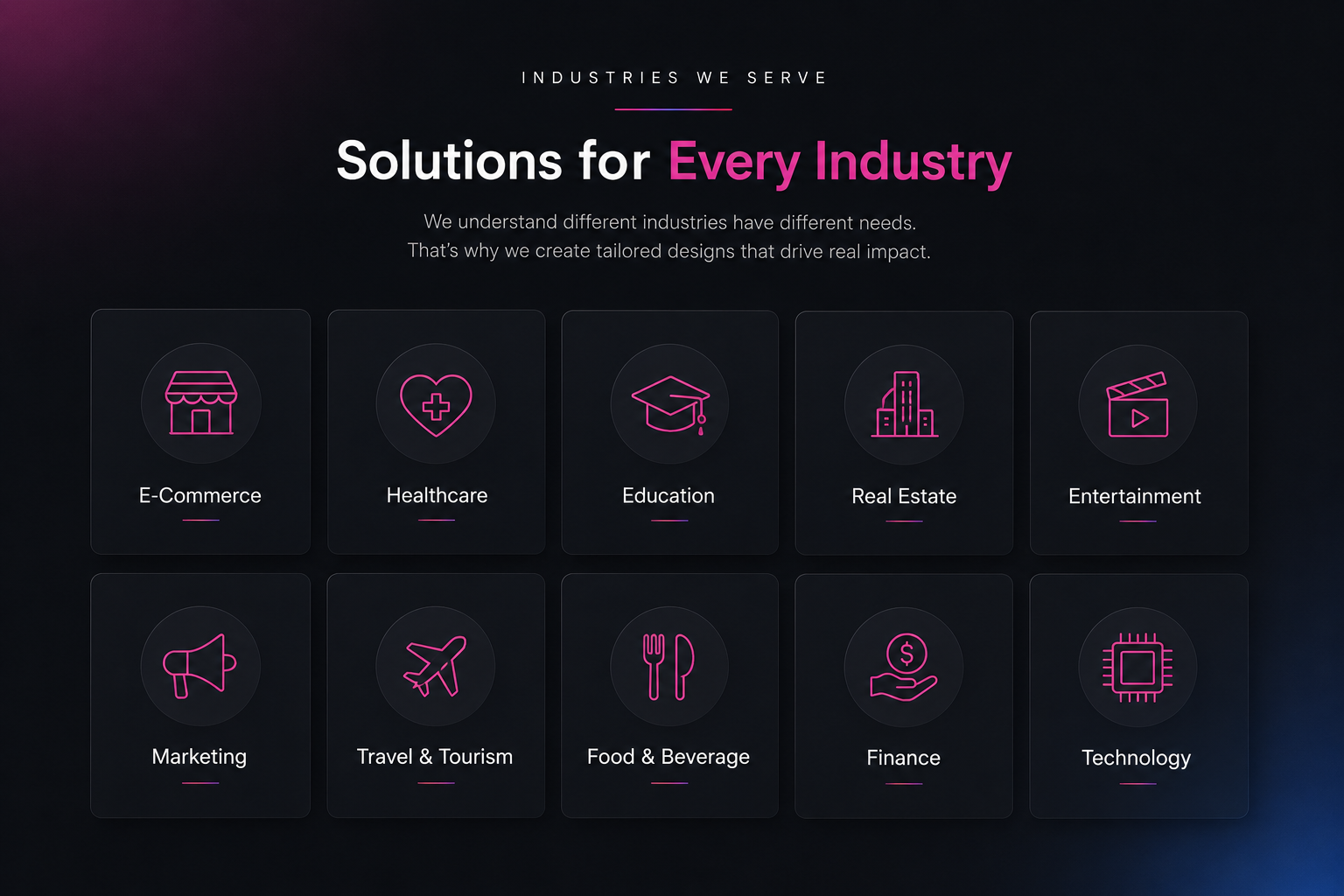 Industries served by Aqua Creative Studio