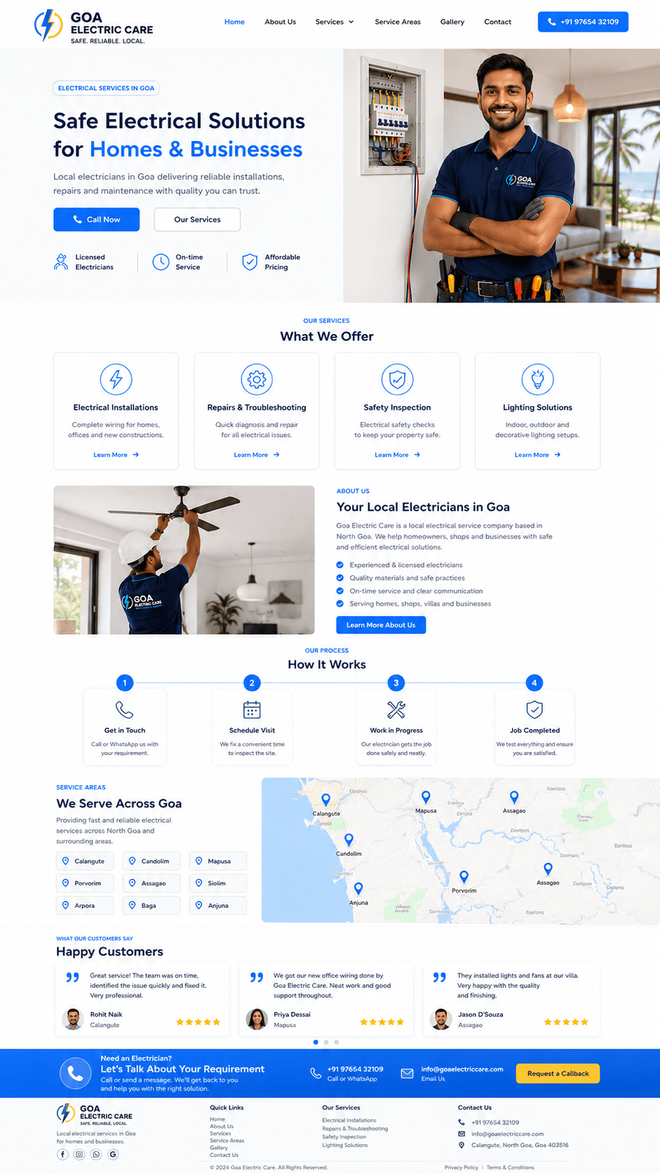 Local electrical services website portfolio preview