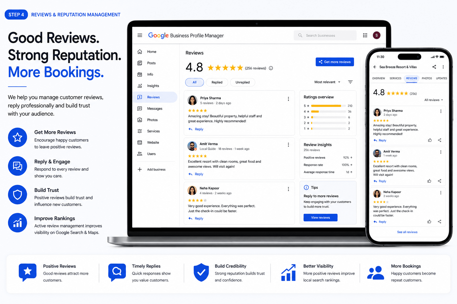 Google Business Profile reviews and response dashboard