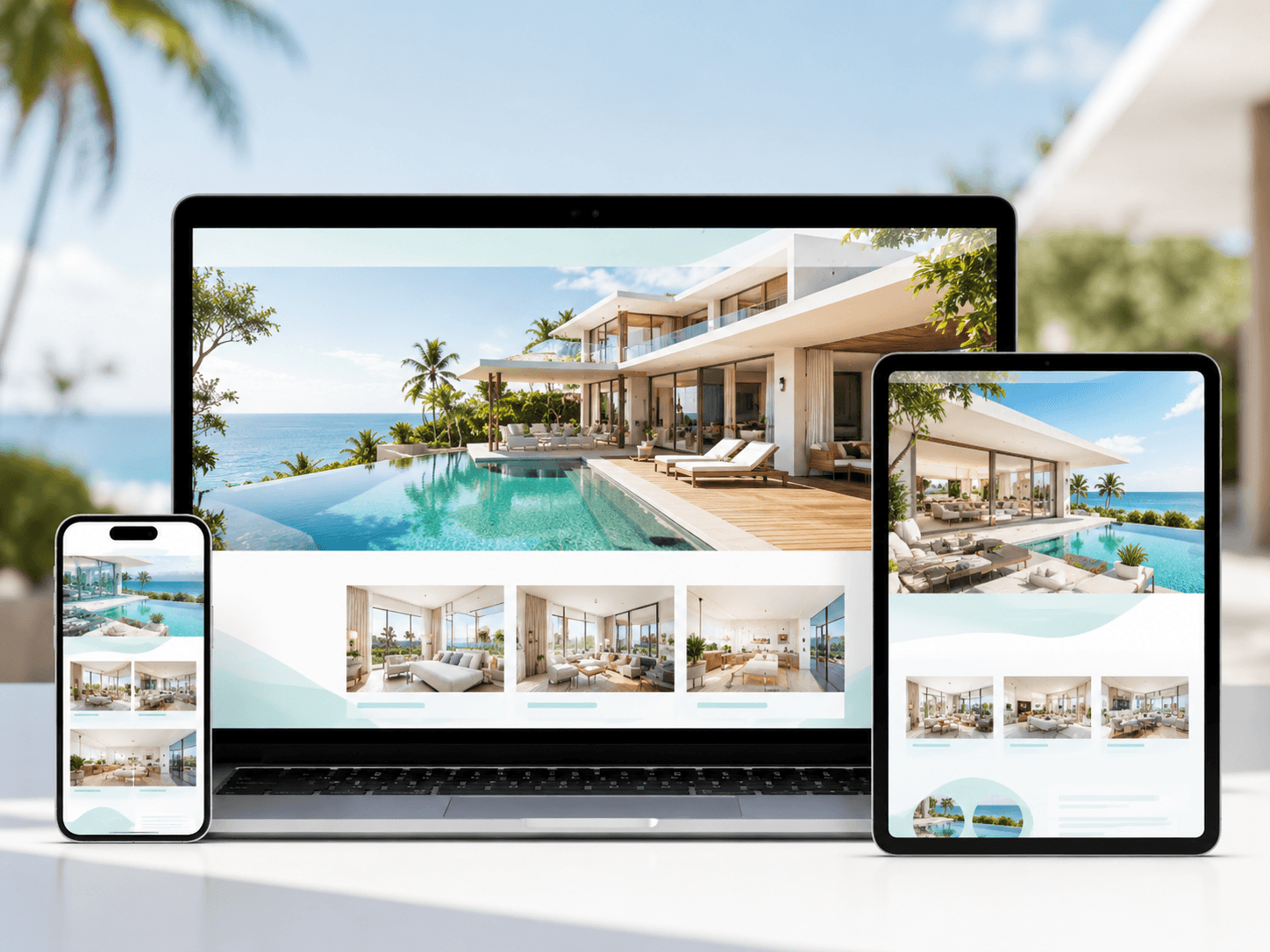 Modern hotel and resort website design shown on devices
