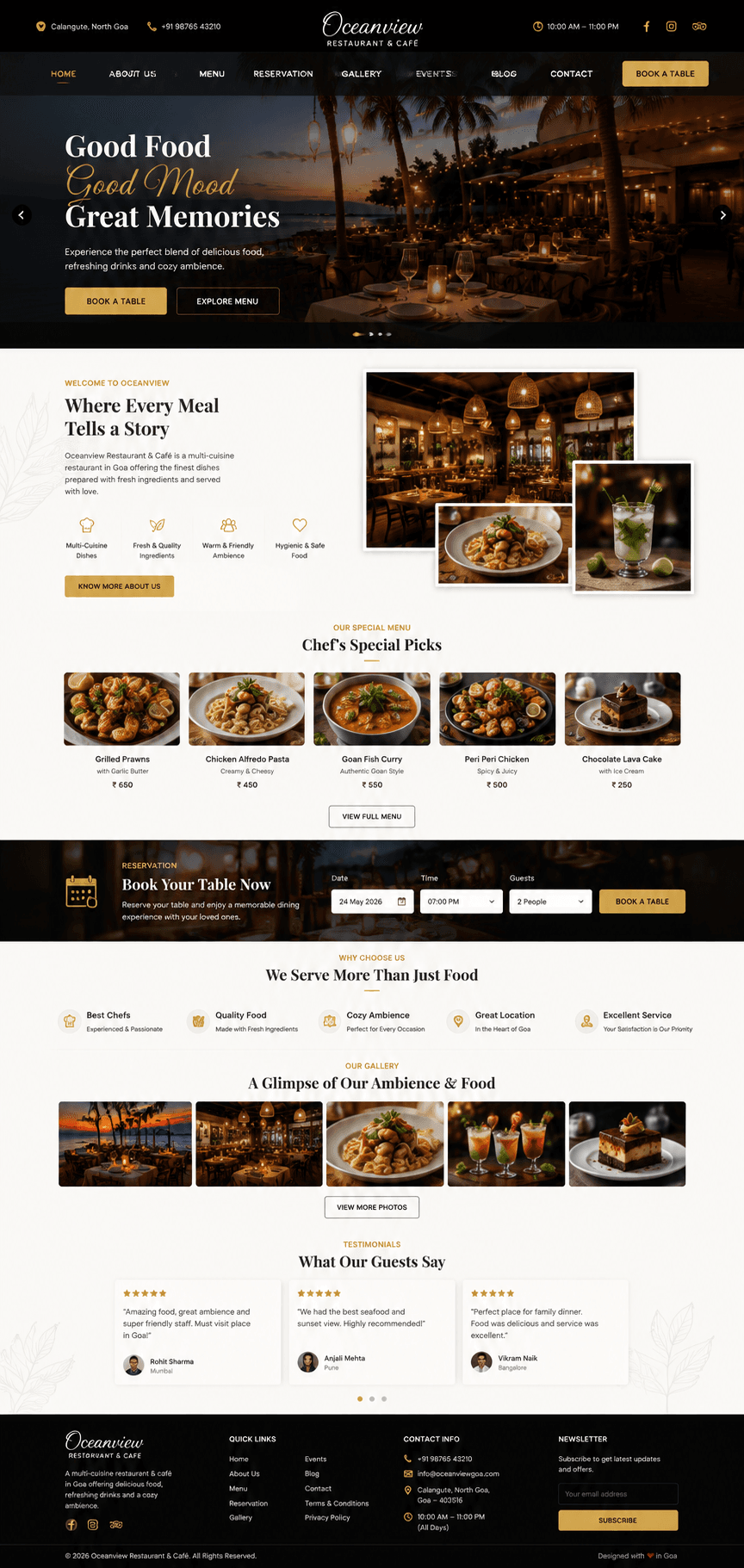 Restaurant and cafe website portfolio preview
