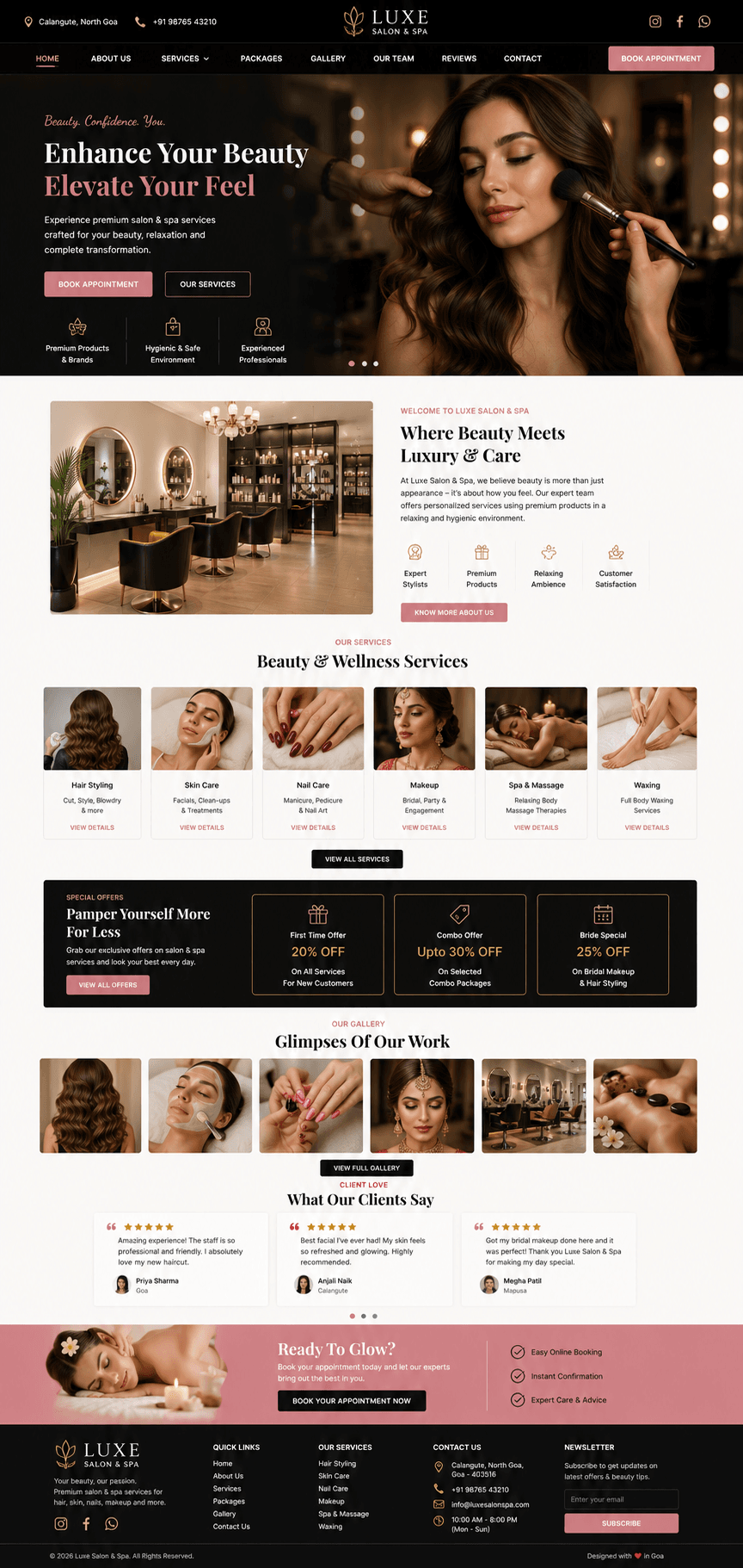 Salon and spa website portfolio preview