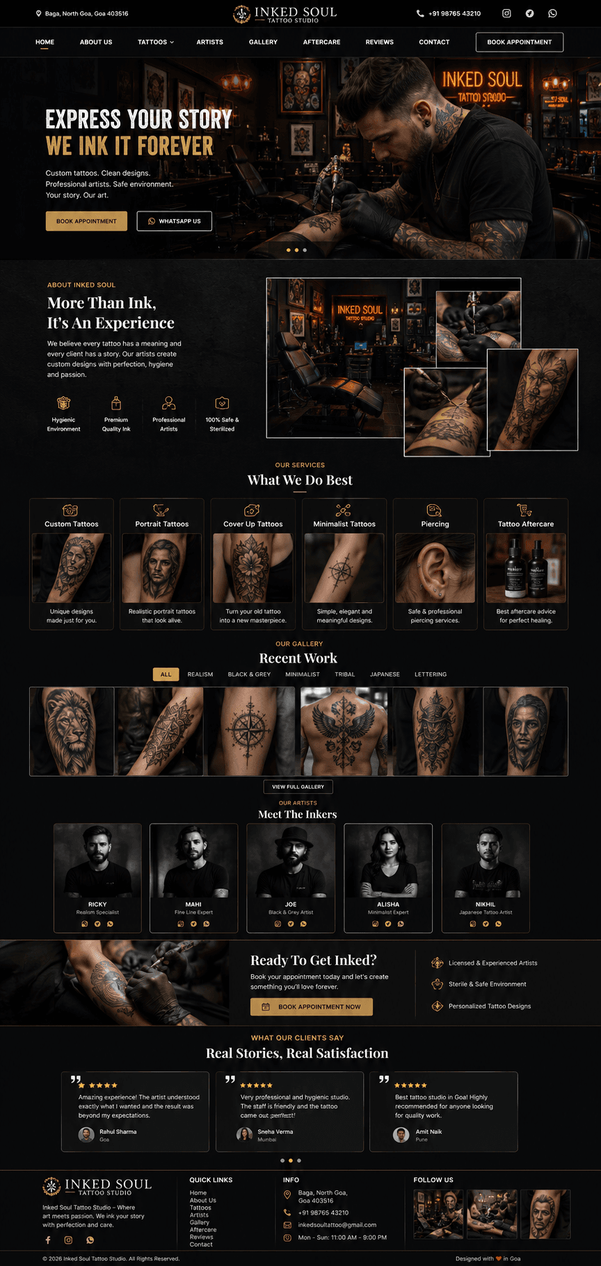 Tattoo studio website portfolio preview
